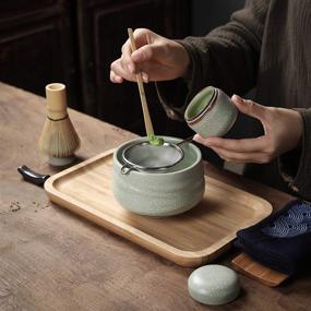 img 3 attached to TEANAGOO Japanese Tea Set with Matcha Whisk, Bowl, Bamboo Whisk (chasen), Scoop (chashaku), Whisk Holder, Tea Making Kit, O6 Green Tea Powder Kit, and Tea Tray