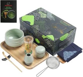 img 4 attached to TEANAGOO Japanese Tea Set with Matcha Whisk, Bowl, Bamboo Whisk (chasen), Scoop (chashaku), Whisk Holder, Tea Making Kit, O6 Green Tea Powder Kit, and Tea Tray