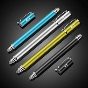 img 3 attached to 🖊️ Bargains Depot Dual-tip Universal Stylus Pen for Tablets & Cell Phones - Enhanced 5mm High-Sensivity Fiber Tip - 8 Extra Replaceable Tips - Black/Aqua/Silver/Yellow - Buy 4 Pcs