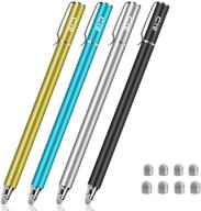 🖊️ bargains depot dual-tip universal stylus pen for tablets & cell phones - enhanced 5mm high-sensivity fiber tip - 8 extra replaceable tips - black/aqua/silver/yellow - buy 4 pcs logo