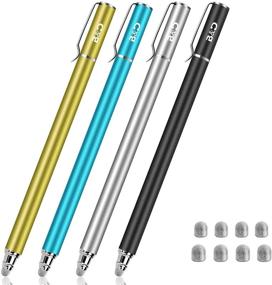 img 4 attached to 🖊️ Bargains Depot Dual-tip Universal Stylus Pen for Tablets & Cell Phones - Enhanced 5mm High-Sensivity Fiber Tip - 8 Extra Replaceable Tips - Black/Aqua/Silver/Yellow - Buy 4 Pcs