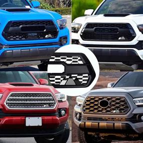 img 1 attached to 🚗 JINGSEN Tri-color Grille Badge Logo Decoration for Car & Truck - Tacoma 4Runner Tundra Rav4 Highlander T-G3Y Barbecue Grill