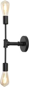 img 3 attached to 🔦 Double Light Modern Wall Sconce, Matte Black Vanity Lights Fixtures, Vintage Industrial Wall Lamp for Bathroom Bedroom Hallway Living Room Entryway Kitchen - Black Bathroom Light Fixtures