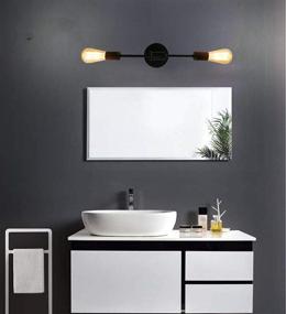 img 2 attached to 🔦 Double Light Modern Wall Sconce, Matte Black Vanity Lights Fixtures, Vintage Industrial Wall Lamp for Bathroom Bedroom Hallway Living Room Entryway Kitchen - Black Bathroom Light Fixtures