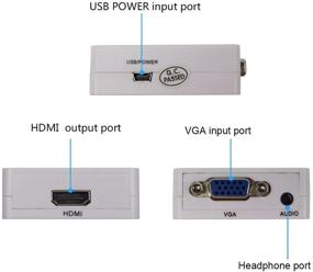 img 1 attached to 🖥️Компактный конвертер VGA в HDMI с аудиоадаптером - полный HD 1080P VGA2HDMI для ПК, ноутбука, дисплея и проектора - белый