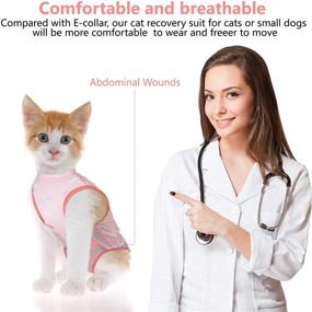 img 3 attached to Reginary 2 Pieces Cat Recovery Suits: Breathable Anti-Licking Body Wrap for Cats & Dogs, Ideal for Abdominal Wound Recovery & Weaning