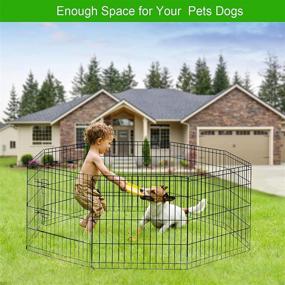 img 3 attached to HACHI SHOP Foldable Dog Pet Playpen - 8 Panel Exercise Pen Fence Indoor Ideal for Small Dogs Cats Rabbits - 24 & 42 inches