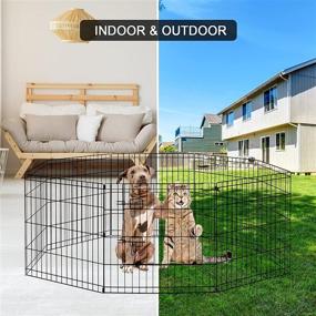 img 1 attached to HACHI SHOP Foldable Dog Pet Playpen - 8 Panel Exercise Pen Fence Indoor Ideal for Small Dogs Cats Rabbits - 24 & 42 inches