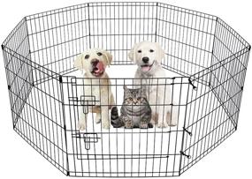 img 4 attached to HACHI SHOP Foldable Dog Pet Playpen - 8 Panel Exercise Pen Fence Indoor Ideal for Small Dogs Cats Rabbits - 24 & 42 inches