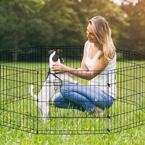 img 2 attached to HACHI SHOP Foldable Dog Pet Playpen - 8 Panel Exercise Pen Fence Indoor Ideal for Small Dogs Cats Rabbits - 24 & 42 inches