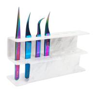 💎 durable acrylic eyelash extension tools storage holder - 1pc tweezer display stand with 8 holes for tweezers, scraper, and shears - organize rack with elegant marble design logo