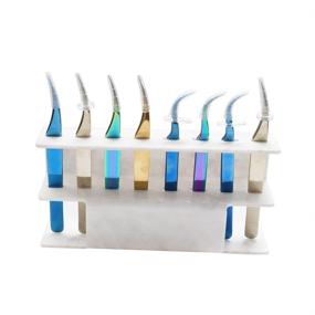 img 1 attached to 💎 Durable Acrylic Eyelash Extension Tools Storage Holder - 1pc Tweezer Display Stand with 8 Holes for Tweezers, Scraper, and Shears - Organize Rack with Elegant Marble Design