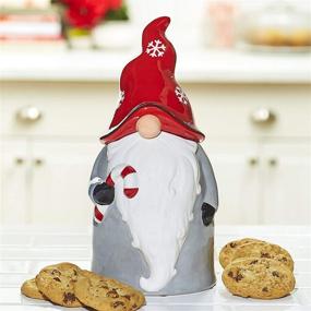 img 1 attached to Christmas Gnome Ceramic Cookie Jar - Festive Kitchen Countertop Decoration