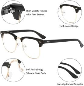 img 2 attached to Blue Light Blocking Glasses UV Filter Clear Lens Glasses For Men Women Anti Eyestrain Anti Glare Semi-Rimles Eyeglasses (Matte Black Frame/Gold Edge)