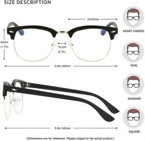 img 1 attached to Blue Light Blocking Glasses UV Filter Clear Lens Glasses For Men Women Anti Eyestrain Anti Glare Semi-Rimles Eyeglasses (Matte Black Frame/Gold Edge)