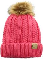 cc kids 2-7 sherpa lined pompom knit beanie cap hat - thick and stretchy логотип