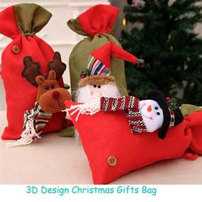 img 1 attached to 🎄 Newzjqh 3 Santa Sack/Santa Claus/Snowman/Elk: Festive Drawstring Bags for Christmas Gifts - 15 x 8 inches (3pcs)