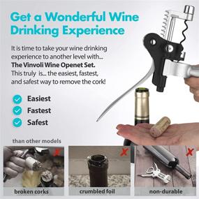 img 2 attached to 🍷 Luxury Chrome Lever Wine Opener Set - VINVOLI Wine Bottle Opener Kit - Manual Wine Corkscrew Set - Wine Cork Opening Kit for Bottles - Wine Corkscrew Opener Set