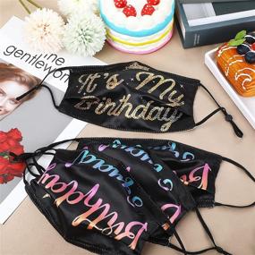 img 1 attached to 🎂 Stylish 4-Piece Printed Face Covering Set for Birthdays with Adjustable Ear Loops and Nose Clip - Ideal for Men, Women, Teens, Balaclava Bandana Cloth Decorative