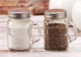 img 1 attached to 🍽️ Circleware Glass Mini Mason Jar Mug Salt and Pepper Shakers: Stylish Spice Containers with Handles & Metal Lids for Himalayan Seasoning – 5 oz Yorkshire Set