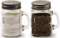 🍽️ circleware glass mini mason jar mug salt and pepper shakers: stylish spice containers with handles & metal lids for himalayan seasoning – 5 oz yorkshire set logo