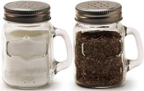 img 2 attached to 🍽️ Circleware Glass Mini Mason Jar Mug Salt and Pepper Shakers: Stylish Spice Containers with Handles & Metal Lids for Himalayan Seasoning – 5 oz Yorkshire Set