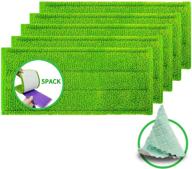 5pcs microfiber reusable mop pads compatible with swiffer wetjet - 12 inch, durable, washable, green - ideal for wet or dry floor cleaning, home/office supplies logo