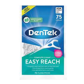 img 2 attached to DenTek Complete Clean Angled Floss Picks with No Break & No Shred Floss, 75 Each, Pack of 2 – Fresh Mint Flavor and Easy Reach for Effective Oral Care