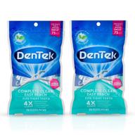 dentek complete clean angled floss picks with no break & no shred floss, 75 each, pack of 2 – fresh mint flavor and easy reach for effective oral care logo