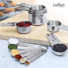 img 2 attached to 🥄 Laxinis World 13 Piece Stainless Steel Measuring Cups and Spoons Set - Stackable & Versatile, 7 Cups & 6 Spoons