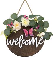 elegant eucalyptus wreath welcome sign: charming farmhouse decor for front door, wall, and porch логотип