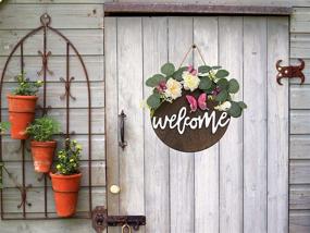 img 2 attached to Elegant Eucalyptus Wreath Welcome Sign: Charming Farmhouse Decor for Front Door, Wall, and Porch