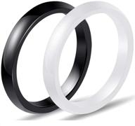 💍 kingray jewelry two-pack: elegant & versatile 3mm black white ceramic wedding band stackable ring enhancer logo