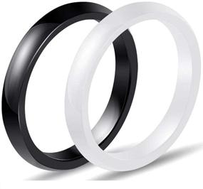 img 3 attached to 💍 Kingray Jewelry Two-Pack: Elegant & Versatile 3mm Black White Ceramic Wedding Band Stackable Ring Enhancer