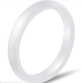 img 1 attached to 💍 Kingray Jewelry Two-Pack: Elegant & Versatile 3mm Black White Ceramic Wedding Band Stackable Ring Enhancer