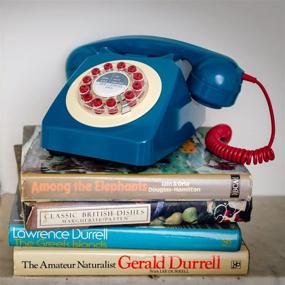 img 3 attached to 📞 Vintage Wild Wood Rotary Landline Phone for Home in Petrol Blue - Retro Design at Its Finest