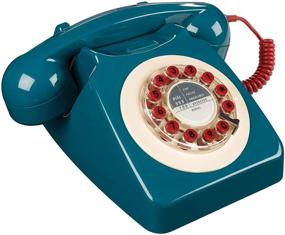 img 2 attached to 📞 Vintage Wild Wood Rotary Landline Phone for Home in Petrol Blue - Retro Design at Its Finest