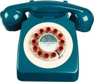 📞 vintage wild wood rotary landline phone for home in petrol blue - retro design at its finest logo