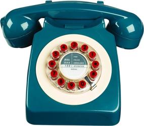 img 4 attached to 📞 Vintage Wild Wood Rotary Landline Phone for Home in Petrol Blue - Retro Design at Its Finest