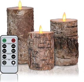 img 4 attached to 🕯️ Birch Flameless Candles - Real Wax Flickering LED Pillar Candles with Battery Operated Moving Flame, Set of H4"5"6" xD3" - Includes 10 Key Remote Timer