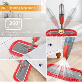 img 3 attached to 🧹 Red Spray Mop by Aiglam - 550ml Wet Jet Mop with 3 Reusable Microfiber Pads - Refillable Bottle - Ideal for Hardwood, Wood, Laminate Floors