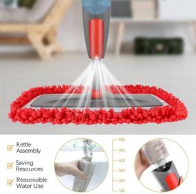 img 2 attached to 🧹 Red Spray Mop by Aiglam - 550ml Wet Jet Mop with 3 Reusable Microfiber Pads - Refillable Bottle - Ideal for Hardwood, Wood, Laminate Floors