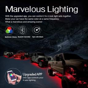 img 3 attached to 🎮 Улучшенный контроллер RGB LED Rock Lights через приложение Bluetooth от MICTUNING: функция таймера, режим музыки - 4 Пода Многоцветный неоновый набор LED-светильников.