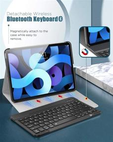 img 2 attached to 💙 MoKo Keyboard Case for iPad Air 4th Gen 2020 - iPad Air 4 Case with Apple Pencil 2 Charging Support - Detachable Bluetooth Keyboard Stand Cover for 10.9" iPad 2020 - Geometric Dark Blue