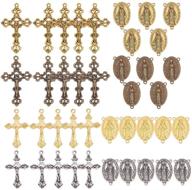 📿 sunnyclue 40pcs 4-color tibetan style rosary cross and center miraculous medal with alloy cross pendants and oval chandelier links for diy rosary beads necklaces logo