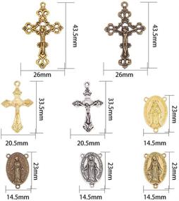 img 3 attached to 📿 SUNNYCLUE 40PCS 4-Color Tibetan Style Rosary Cross and Center Miraculous Medal with Alloy Cross Pendants and Oval Chandelier Links for DIY Rosary Beads Necklaces