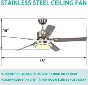 img 2 attached to 🌀 Andersonlight 48-Inch Stainless Steel Blades LED Ceiling Fan with Remote Control and 3-Light Options - Modern, Energy-Saving Fan Chandelier for Home Decoration, Mute Operation