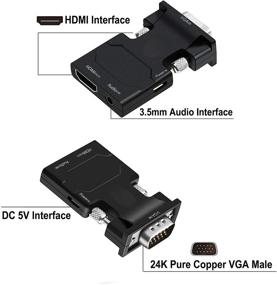 img 4 attached to 🔌 avedio links VGA к HDMI адаптер - переходник мужской к женскому для телевизора, компьютера, проектора - с аудио- и силовым кабелем - портативный размер, подключи и играй