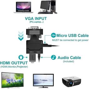 img 3 attached to 🔌 avedio links VGA к HDMI адаптер - переходник мужской к женскому для телевизора, компьютера, проектора - с аудио- и силовым кабелем - портативный размер, подключи и играй