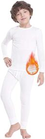 img 4 attached to Shop MANCYFIT Thermal Underwear for Boys: Fleece Lined Long Johns Set – Kids Base Layer, Ultra Soft